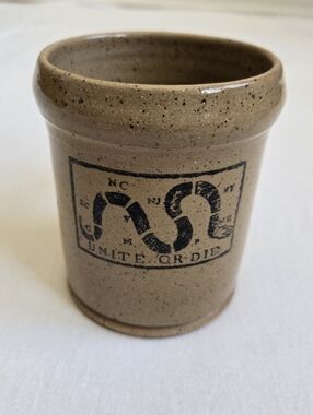 Unite Or Die Stoneware Mug J. Henderson Artifacts JHA Handcrafted Speckled Brown